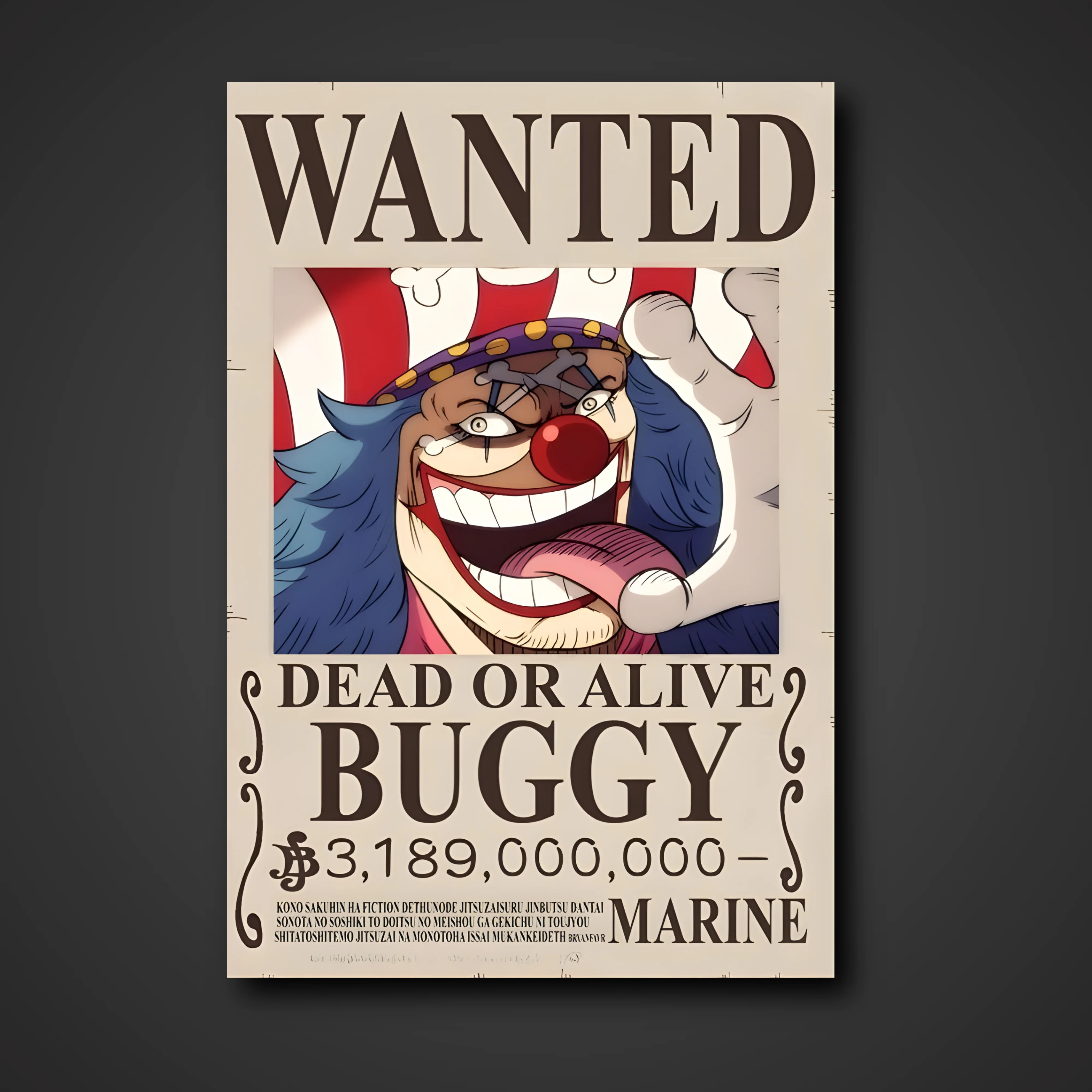Buggy "Star Clown" 3,189,000,000 Berry Bounty Poster - A3 & A4 One Piece Wall Art
