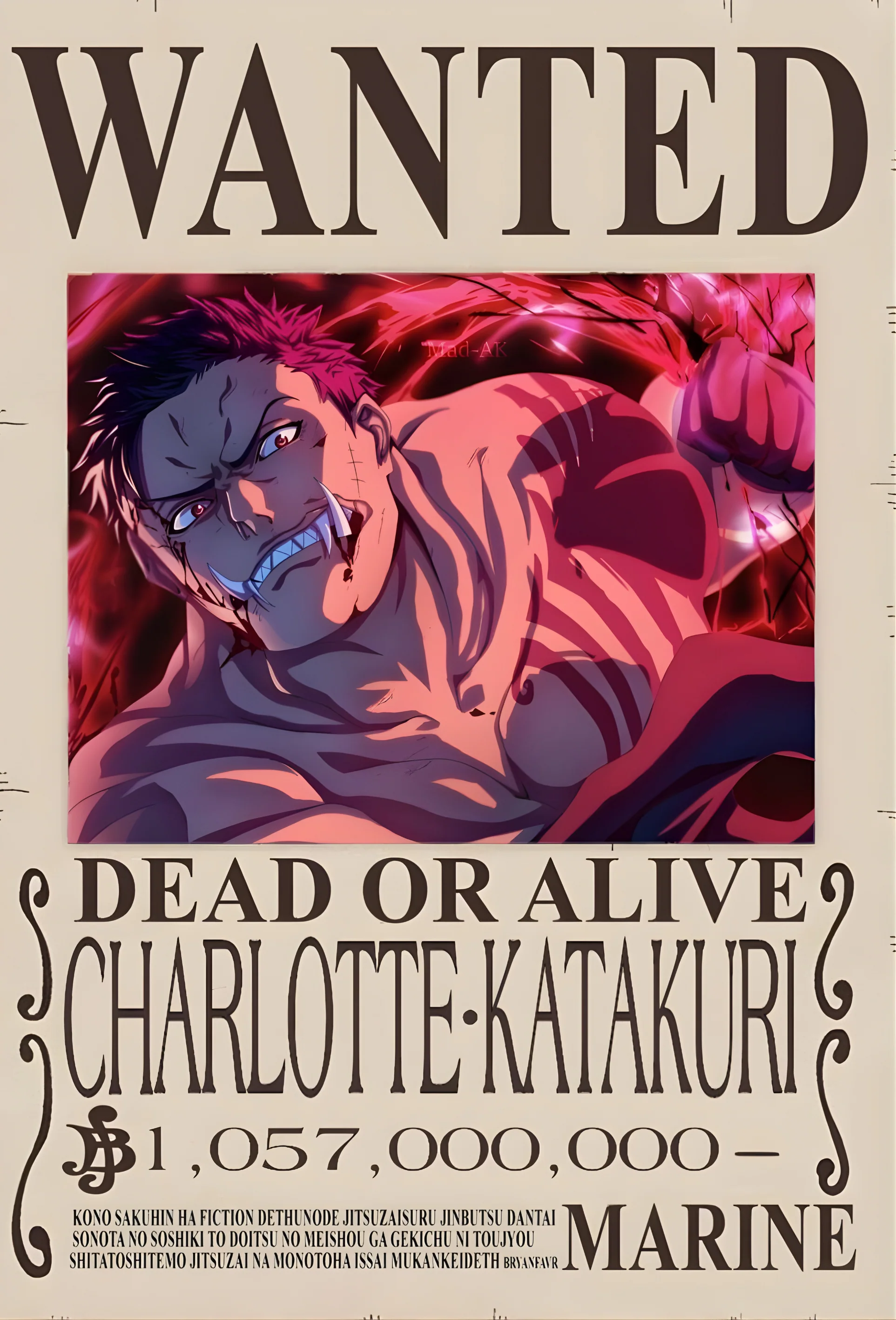Charlotte Katakuri 1,057,000,000 Berry Bounty Poster - A3 & A4 One Piece Wall Art - Image 2