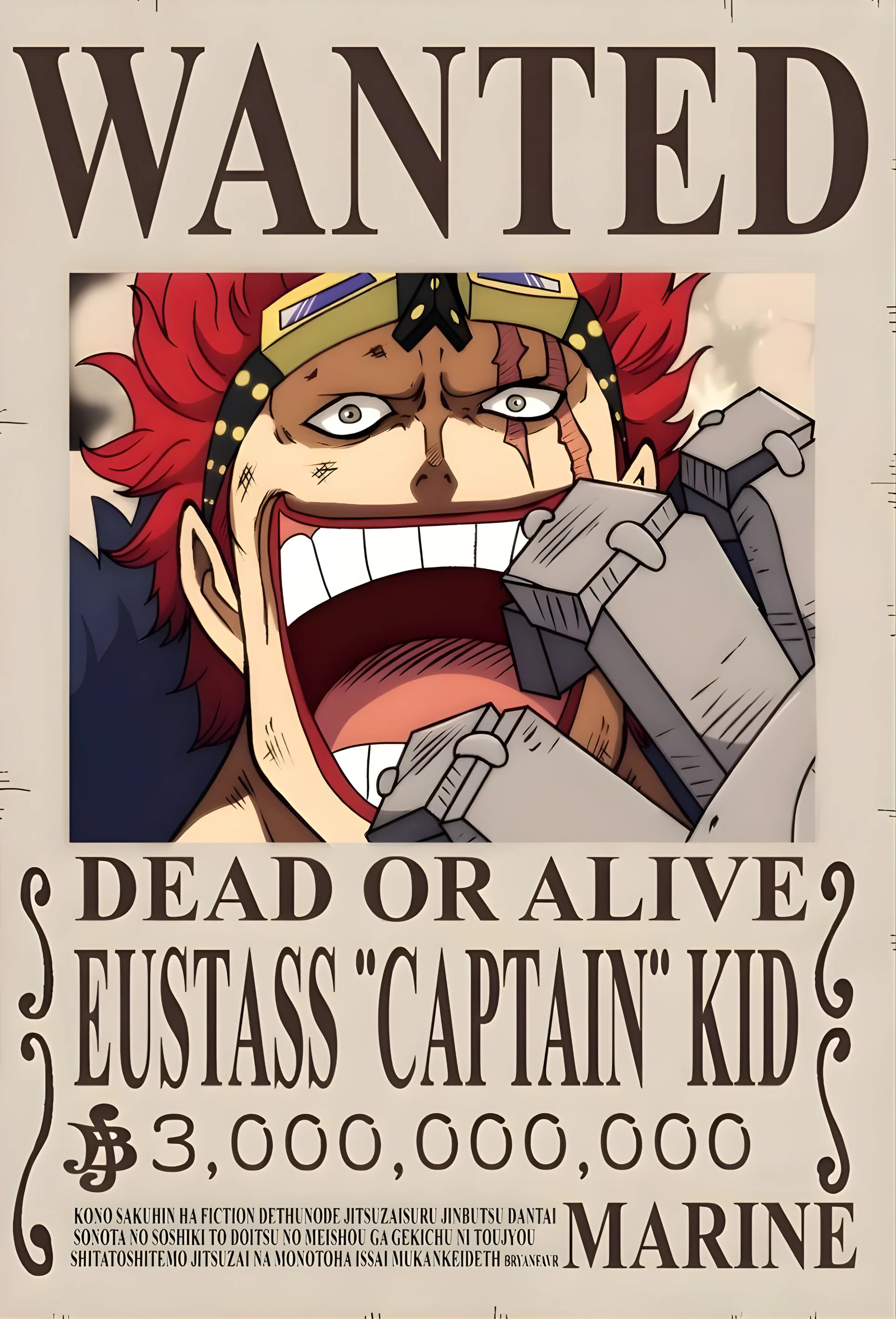 Eustass "Captain" Kid 3,000,000,000 Berry Bounty Poster - A3 & A4 One Piece Wall Art - Image 2