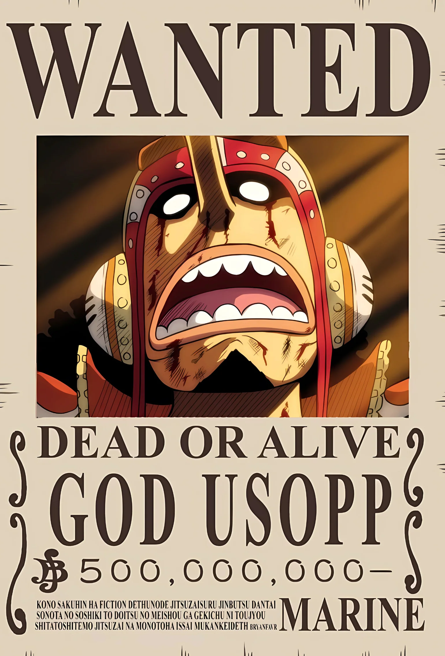 "God" Usopp 500 Million Berry Bounty Poster - A3 & A4 One Piece Wall Art - Image 2