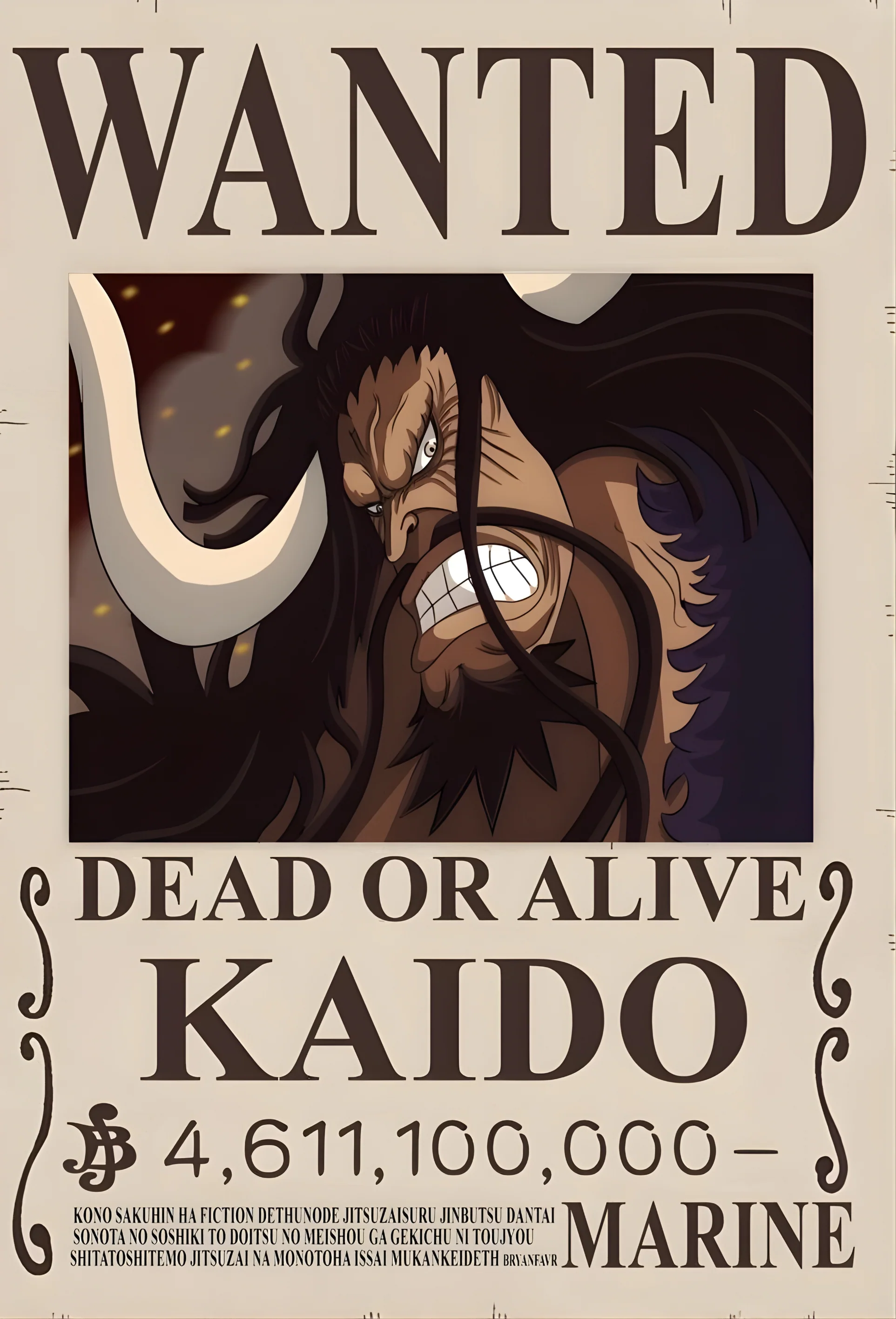 Kaido "King of the Beasts" 4,611,100,000 Berry Bounty Poster - A3 & A4 One Piece Wall Art - Image 2