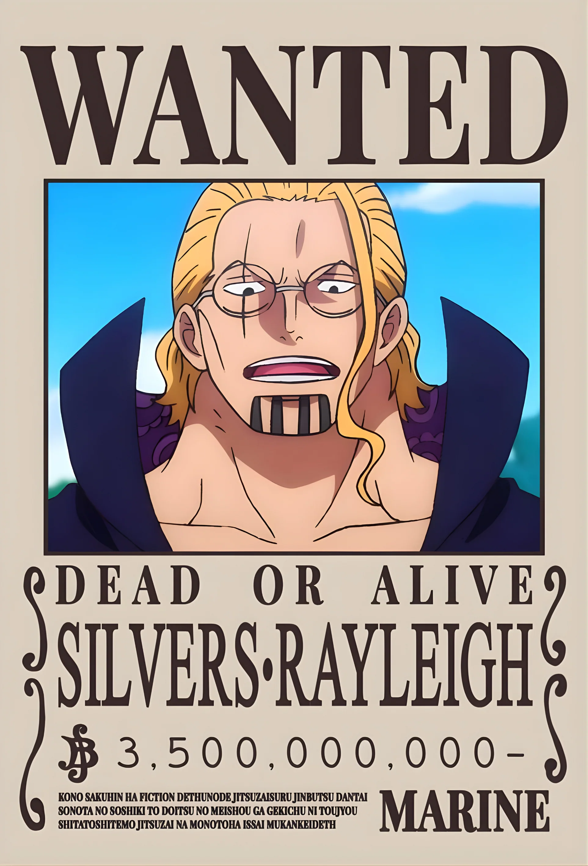 Silvers Rayleigh "Dark King" 3.5 Billion Berry Bounty Poster - A3 & A4 One Piece Wall Art - Image 2