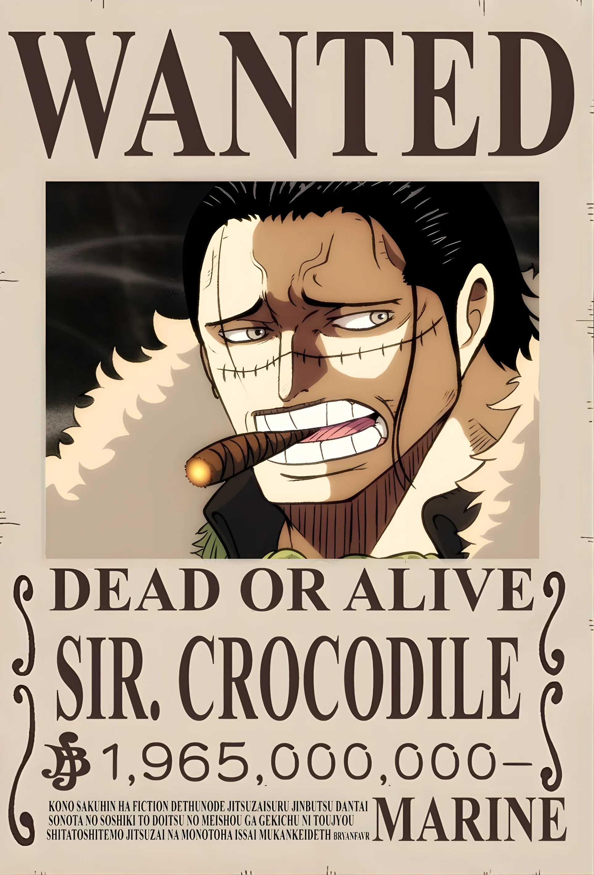 Sir Crocodile 1,965,000,000 Berry Bounty Poster - A3 & A4 One Piece Wall Art - Image 2