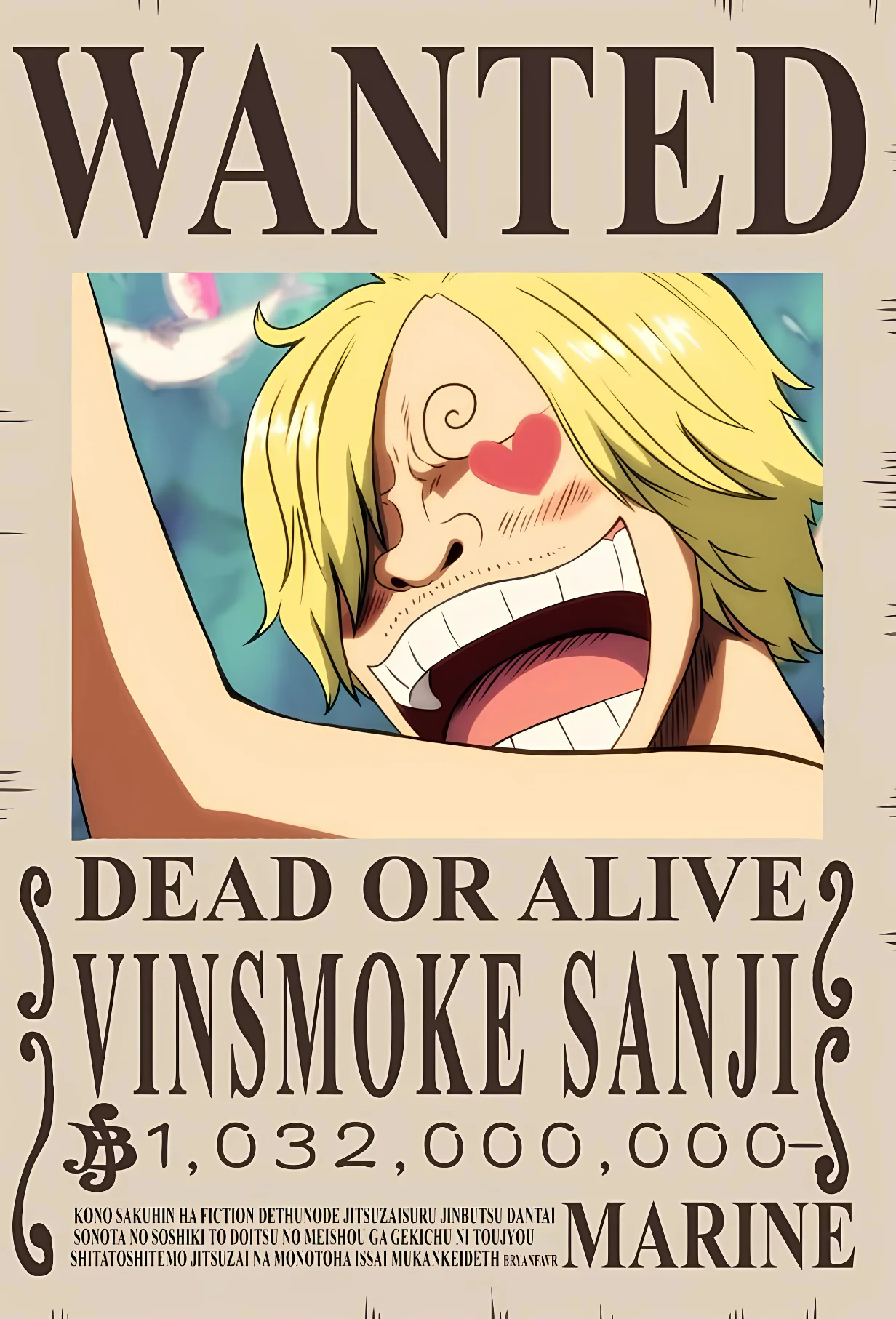 Vinsmoke Sanji 1.032 Billion Berry Bounty Poster - A3 & A4 One Piece Wall Art - Image 2