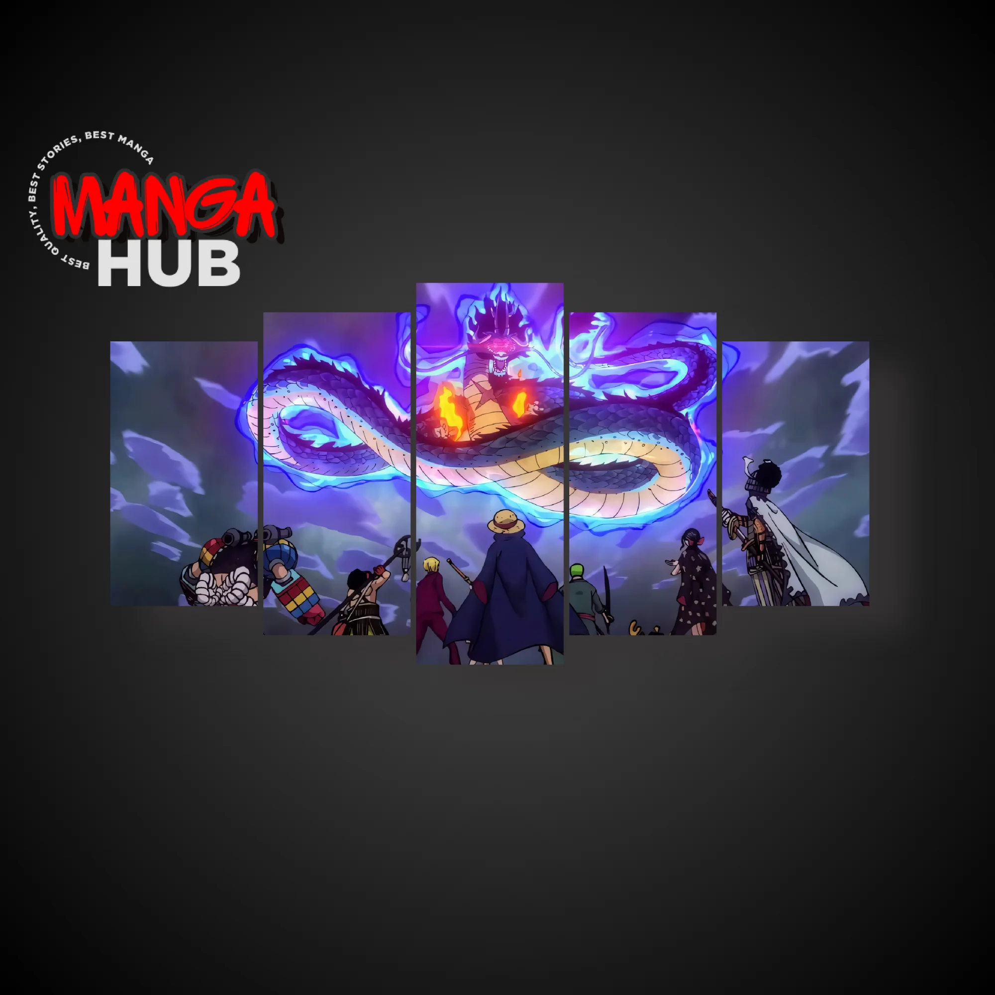 One Piece Straw Hat Vs Kaido Wall Art | 5-Panel Wall Art